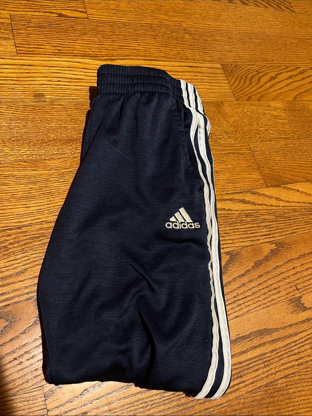 adidas Kids Navy Joggers with White 3-Stripes medium kids 10/12